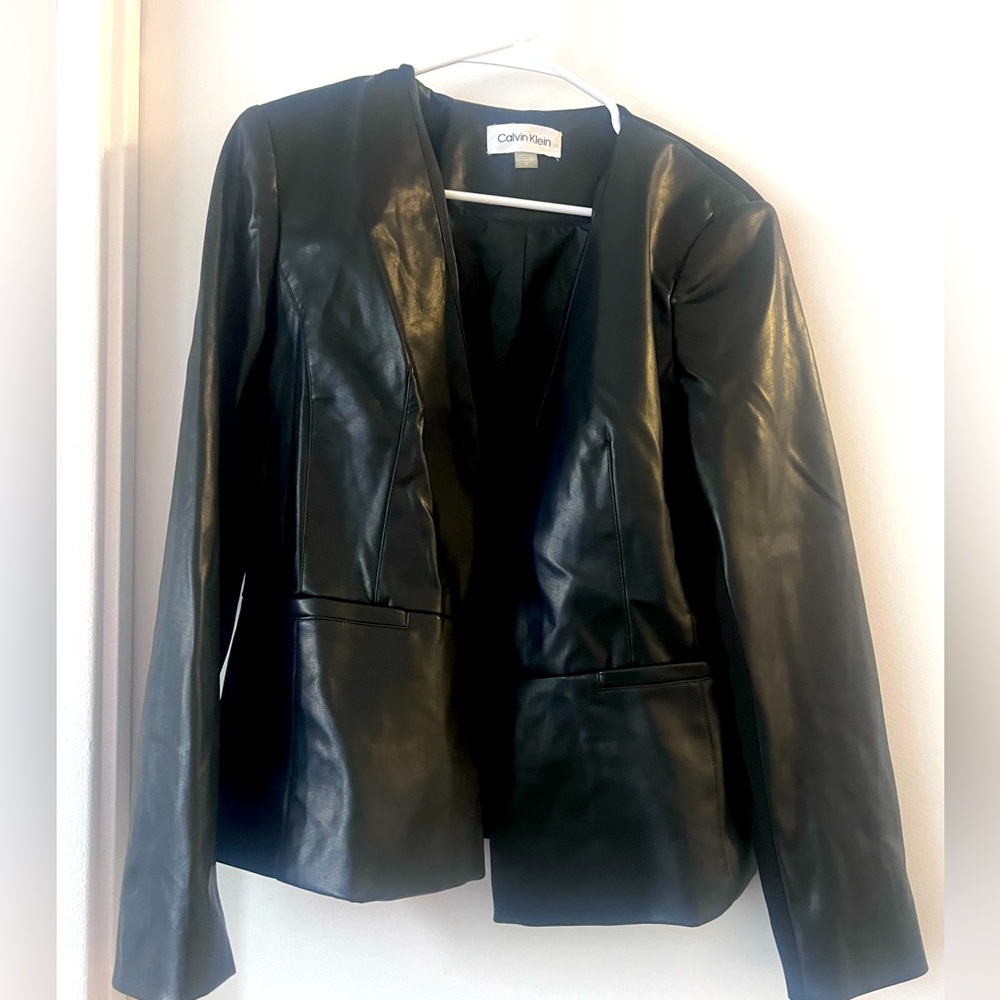 Black Faux Leather Calvin Klein Blazer / Jacket NWT